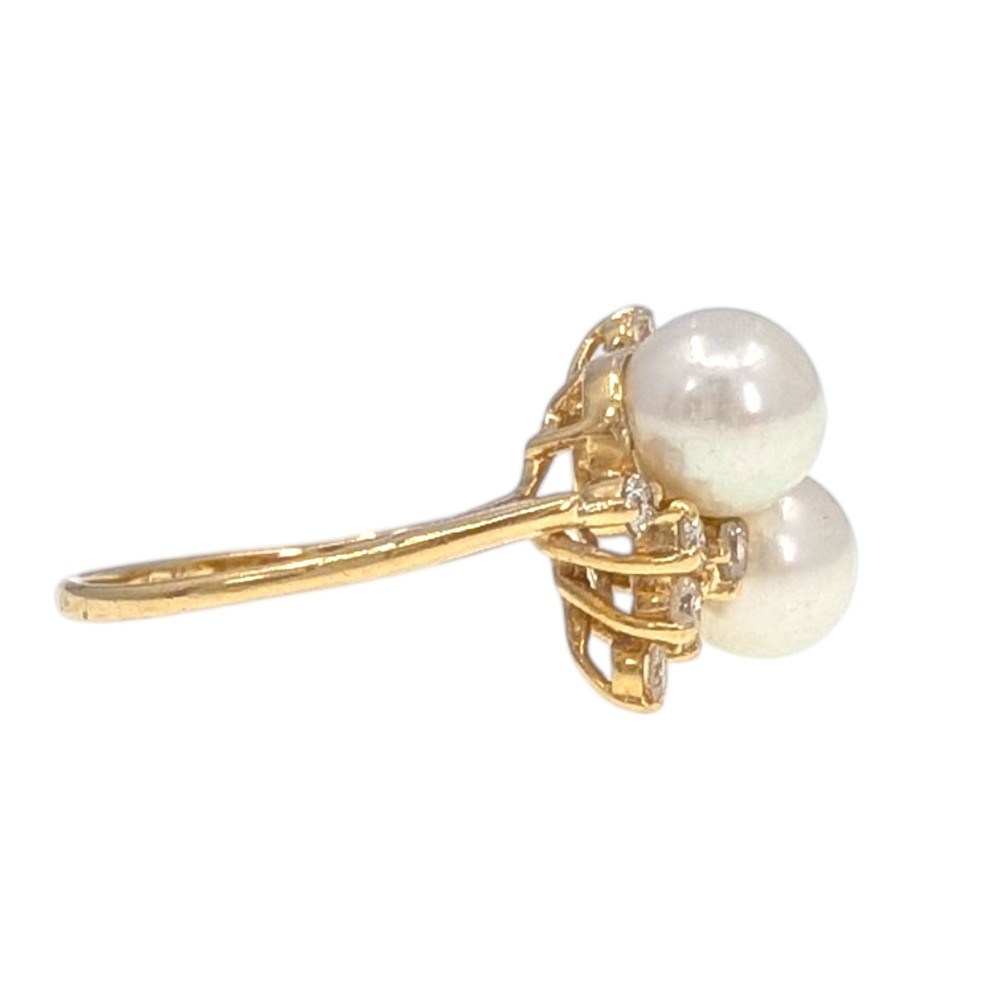 Double Pearl & Diamond Ring