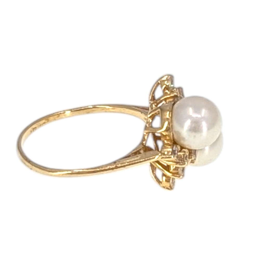 Double Pearl & Diamond Ring