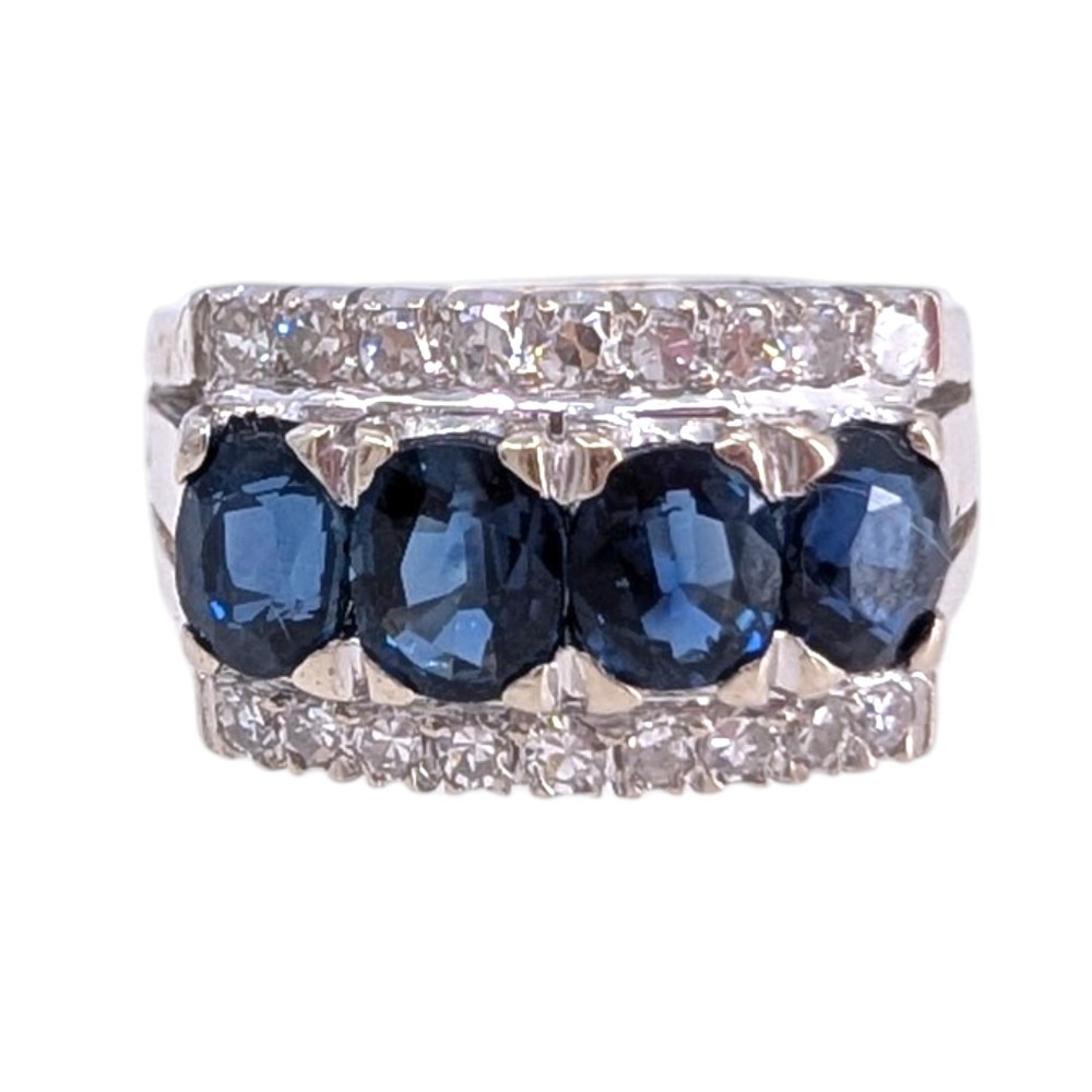 Four Sapphire & Diamond Ring
