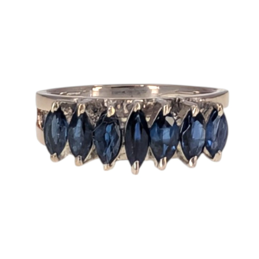 7 Marquise Sapphire White Gold Ring