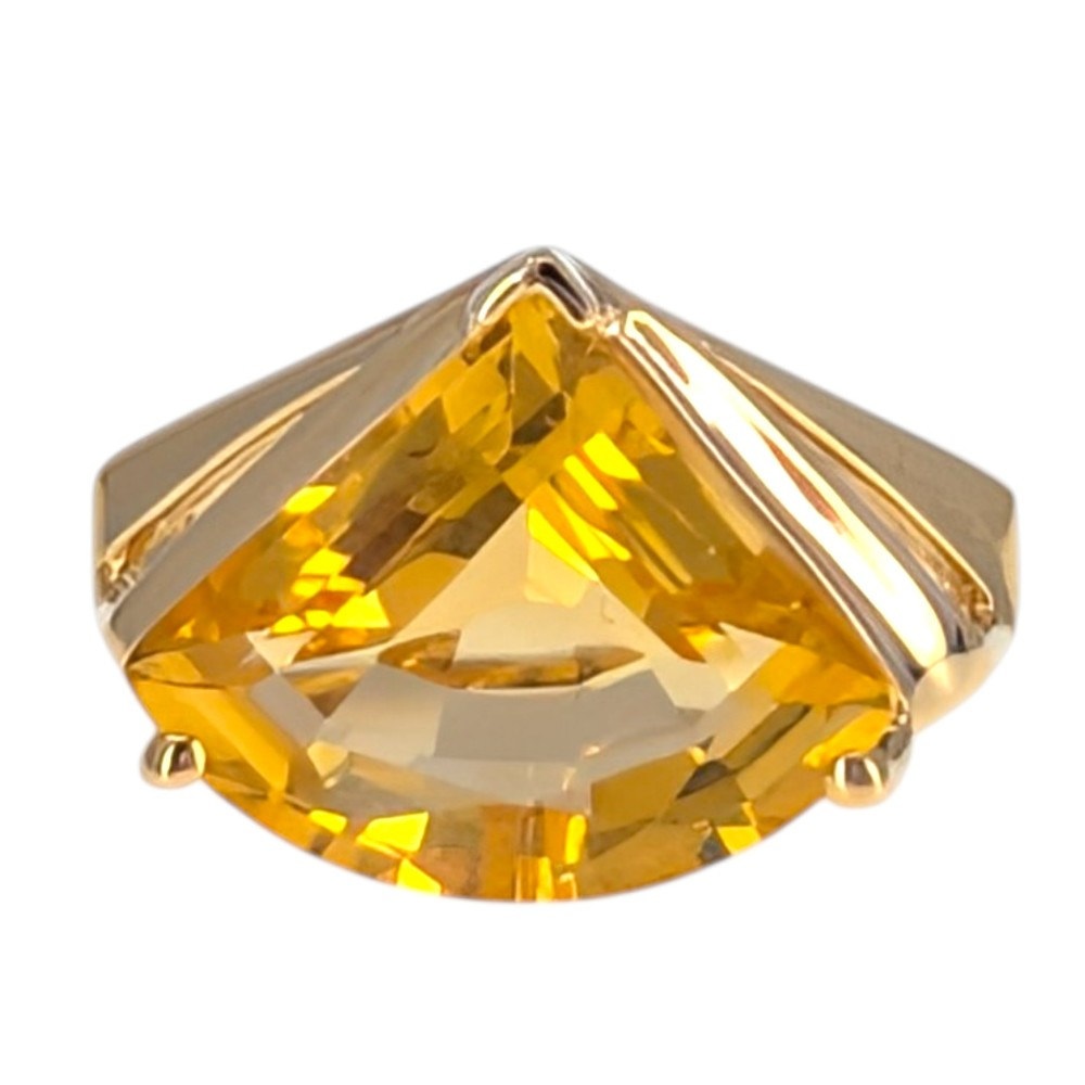 Fan Cut Citrine Ring