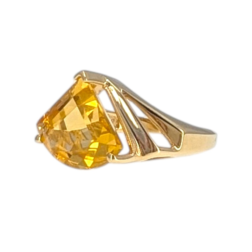 Fan Cut Citrine Ring