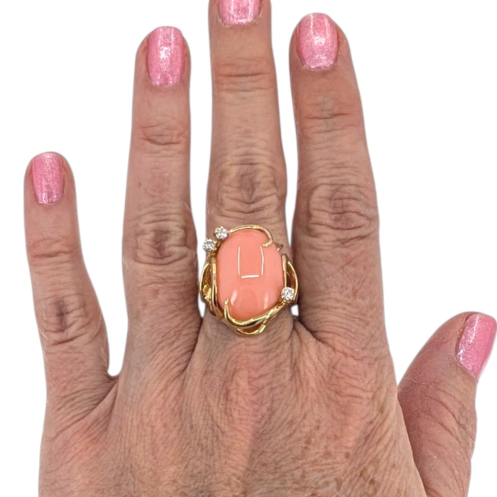 Angel Skin Coral Free Form Ring