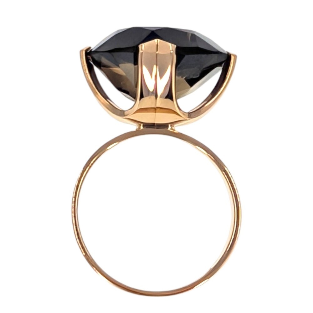 Finnish Round Smoky Quartz 14KY Ring