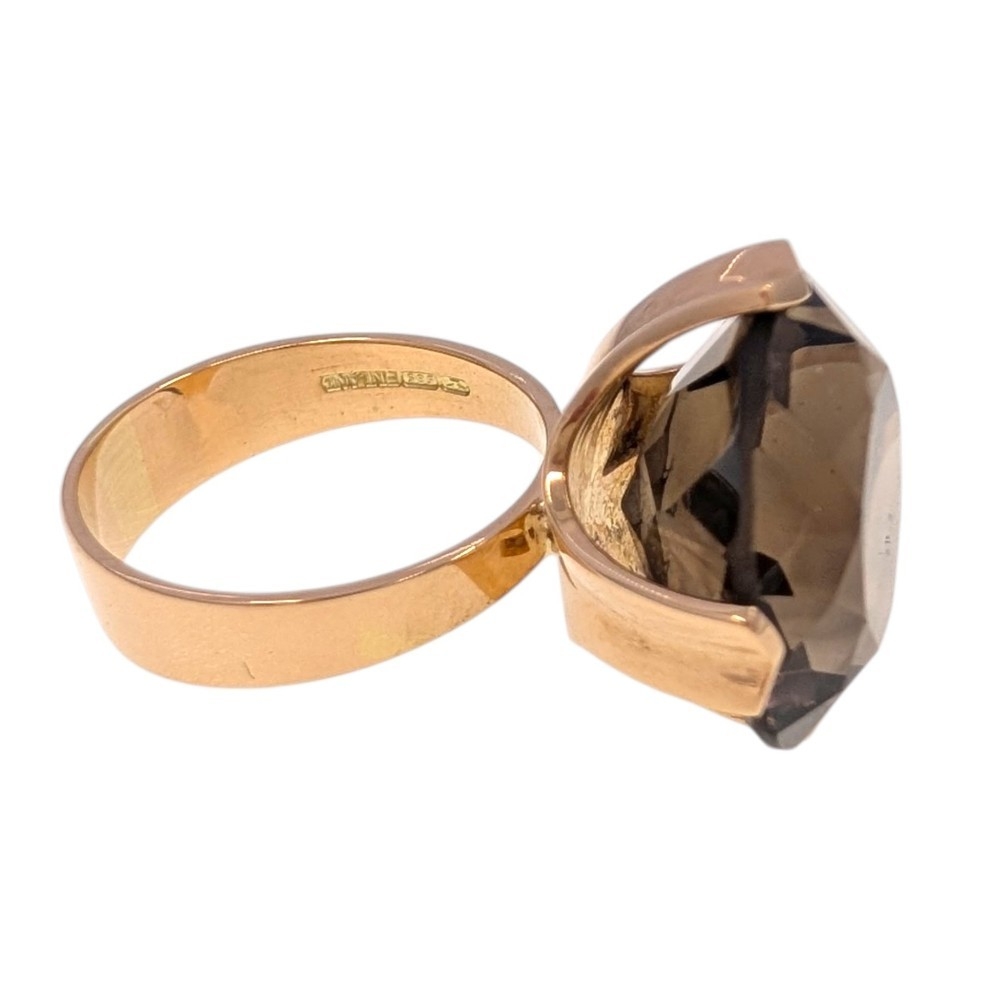Finnish Round Smoky Quartz 14KY Ring