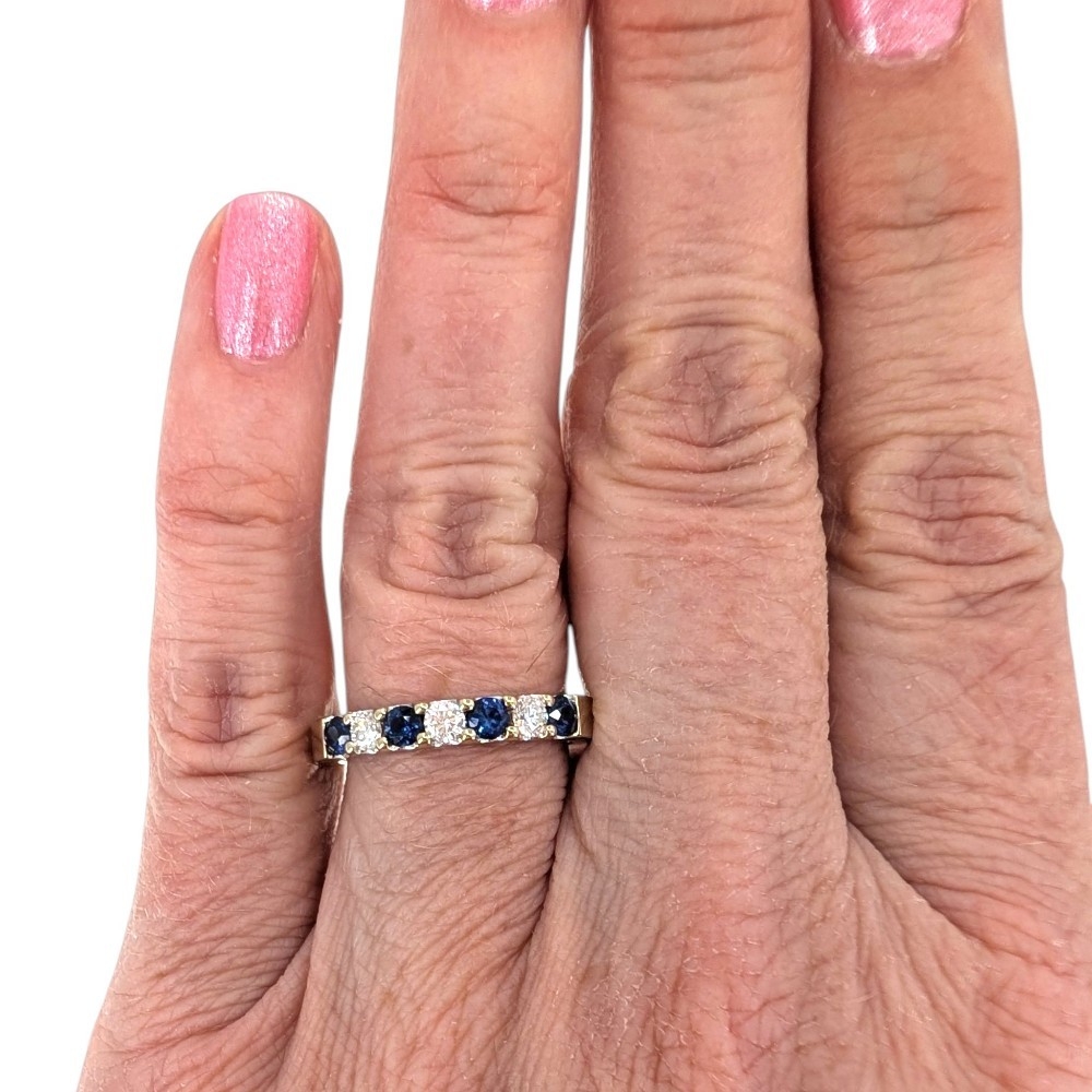 Sapphire Diamond White Gold Band