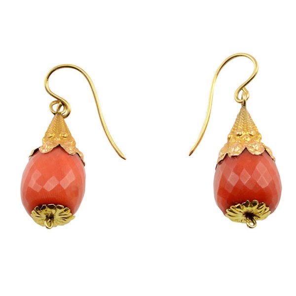 Victorian Natural Coral Bead Earrings