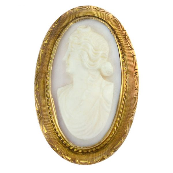 Coral Cameo Brooch or Pendant