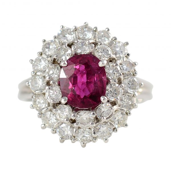 1.52 Carat Oval Ruby Ring With Diamonds