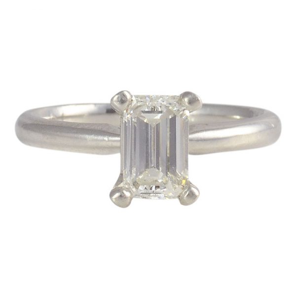 Platinum 1.03 Carat Emerald Cut Diamond Ring