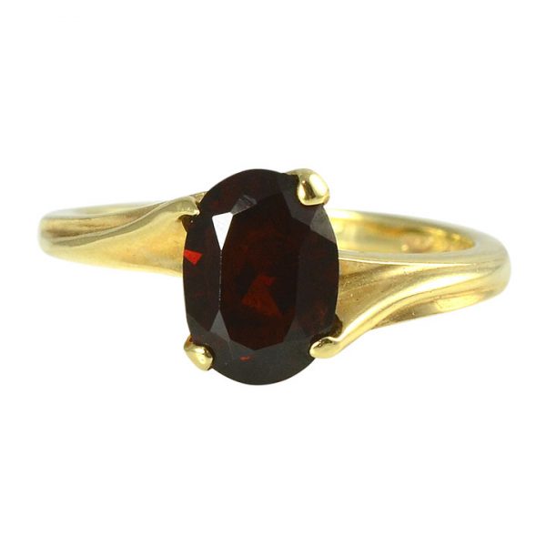 10K Gold Oval Garnet Ring