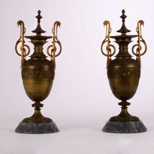 French Pair of Bronze Urns