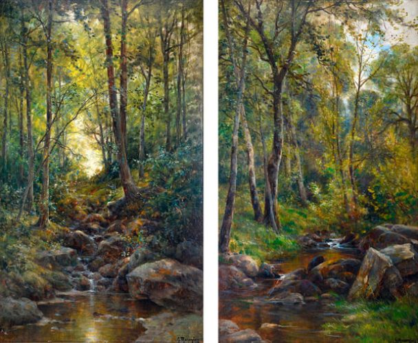 Pair of Oil Paintings Landscapes by Georges Philibert Charles Maroniez
